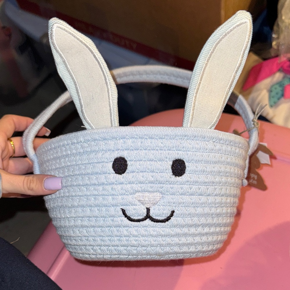 Cute Light Blue Bunny Ear Kids Basket